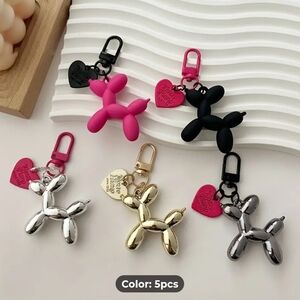 Balloon Dog Keychain Set - Pink, Black, Silver, Gold